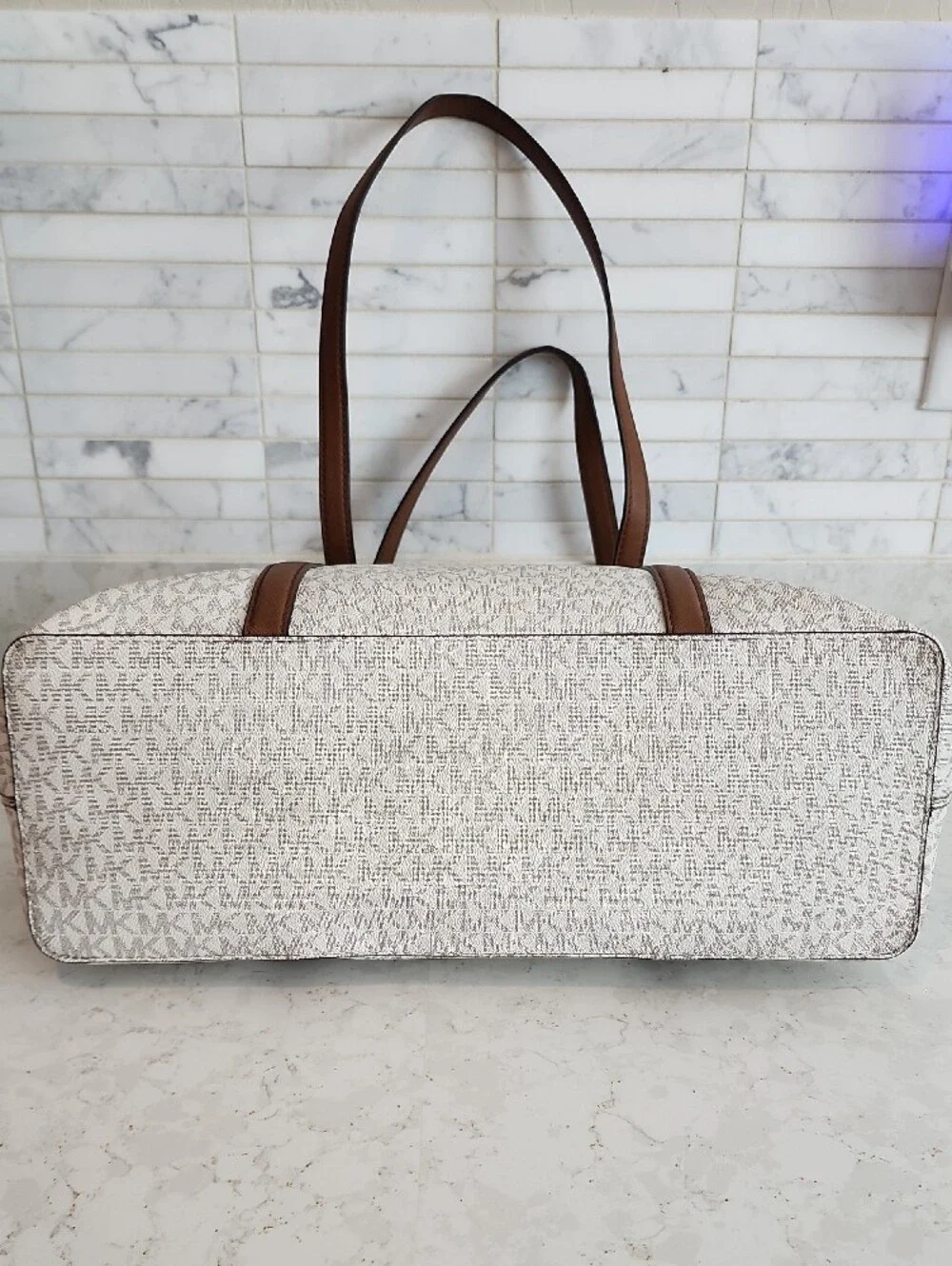 Michael Kors Cream and Brown Signature Tote